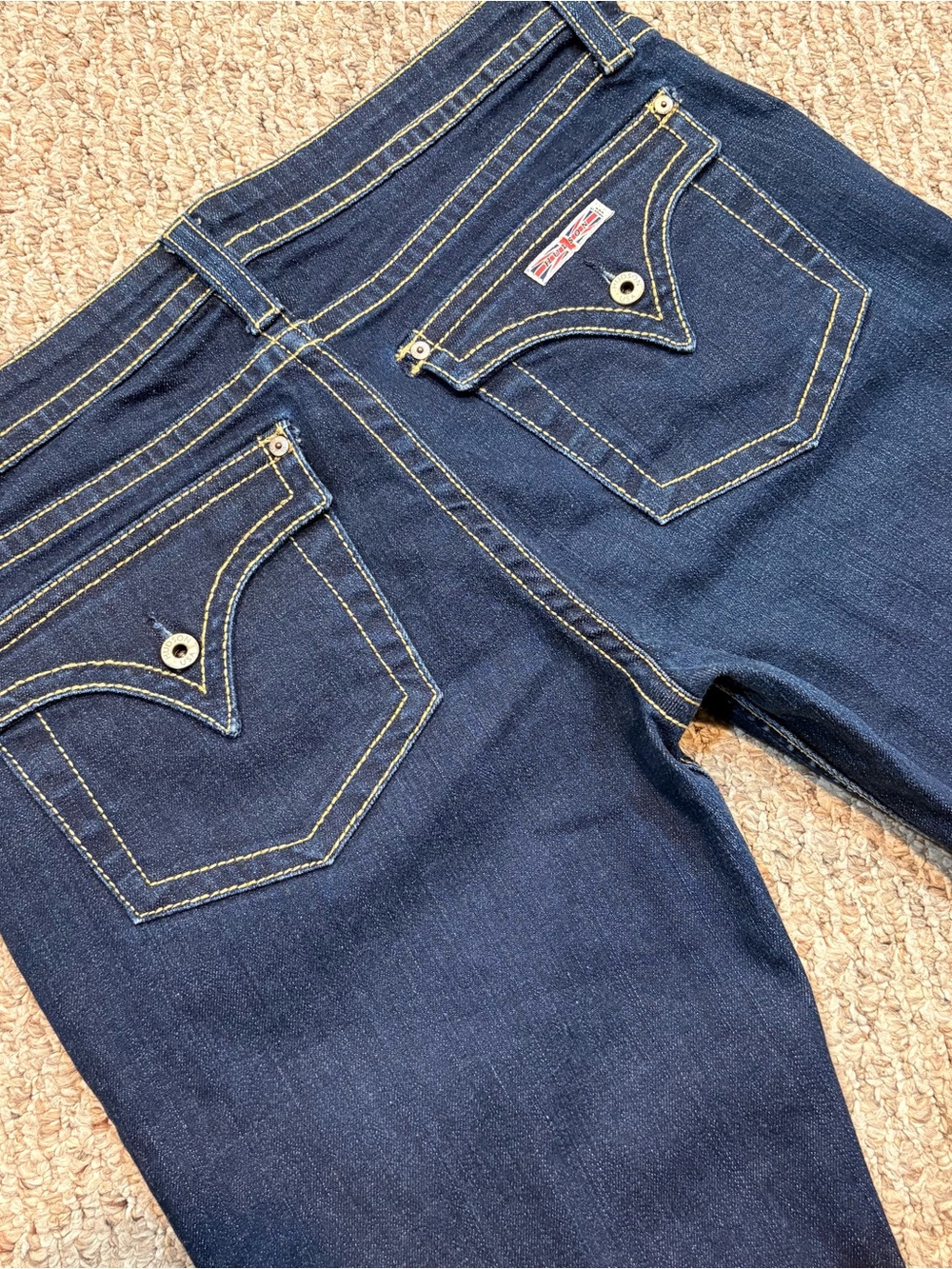 VTG Y2K Hudson Women’s Dark Wash Blue Straight Leg Denim Jeans w/ Pocket Flaps